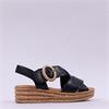 Gabor Auckland Layer Cross Wedge Sandal - Black Leather