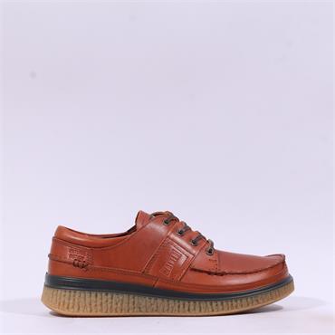 Ecco Men Walker 3.0 Laced Moc Toe - Cognac Leather