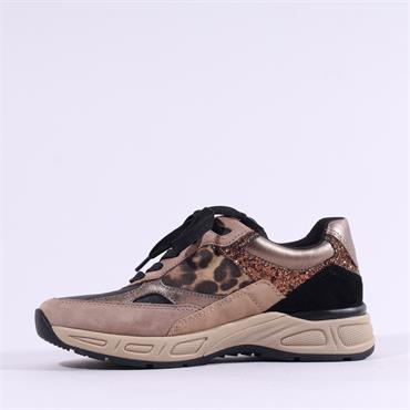 Gabor Capri Laced Multi Trainer - Gold Leopard