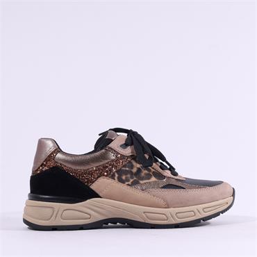 Gabor Capri Laced Multi Trainer - Gold Leopard