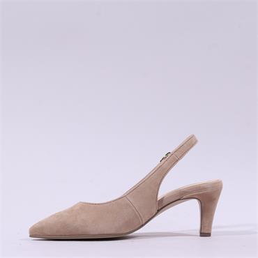 Gabor Lazona Pointed Toe Slingback Heel - Sand Suede