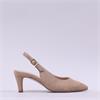 Gabor Lazona Pointed Toe Slingback Heel - Sand Suede