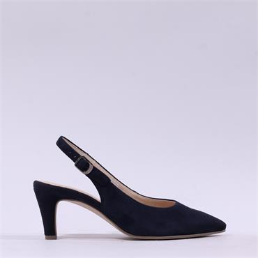 Gabor Lazona Pointed Toe Slingback Heel - Dark Navy Suede