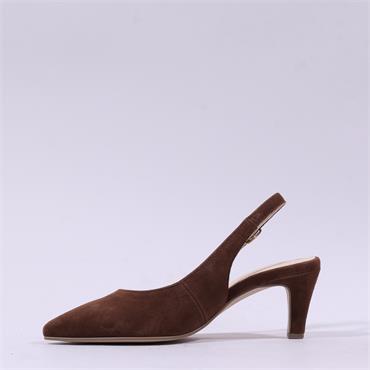 Gabor Lazona Pointed Toe Slingback Heel - Brown Suede
