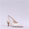 Gabor Lazona Pointed Toe Slingback Heel - Off White Leather