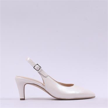 Gabor Lazona Pointed Toe Slingback Heel - Off White Leather