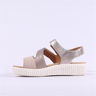 Gabor Ball Triple Velcro Strap Sandal - Beige Metallic