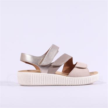 Gabor Ball Triple Velcro Strap Sandal - Beige Metallic