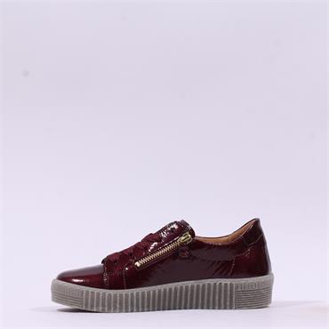 Gabor Wisdom Twin Zip Platform Trainer - Bordeaux Patent
