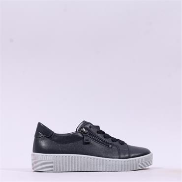 Gabor Wisdom Twin Zip Platform Trainer - Dark Navy Leather
