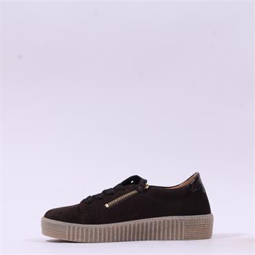 Gabor Wisdom Twin Zip Platform Trainer - Mocha Suede