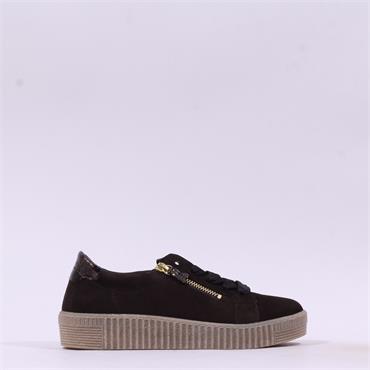 Gabor Wisdom Twin Zip Platform Trainer - Mocha Suede