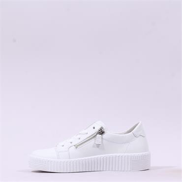 Gabor Wisdom Twin Zip Platform Trainer - White Leather