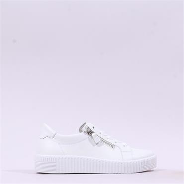 Gabor Wisdom Twin Zip Platform Trainer - White Leather