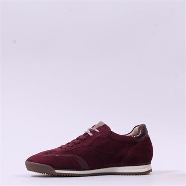Gabor Spot Retro Sole Laced Trainer - Mulberry Suede