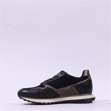 Gabor Hollywell Side Zip Lace Trainer - Black Taupe