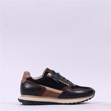 Gabor Hollywell Side Zip Lace Trainer - Black tan