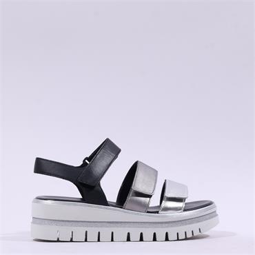 Gabor Alfa Triple Strap Platform Sandal - Black Silver