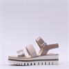 Gabor Alfa Triple Velcro Platform Sandal - Beige Metallic