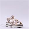 Gabor Alfa Triple Velcro Platform Sandal - Beige Metallic