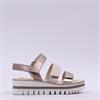 Gabor Alfa Triple Velcro Platform Sandal - Beige Metallic