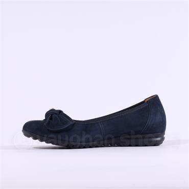 Gabor Sage Bow Slip On Wedge - Navy Suede