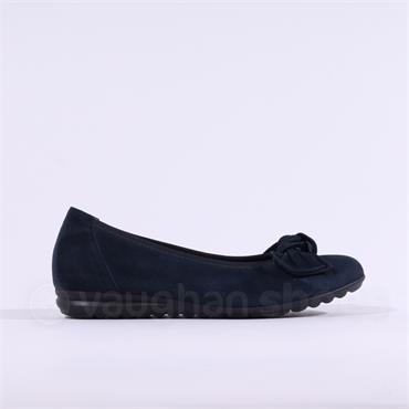 Gabor Sage Bow Slip On Wedge - Navy Suede