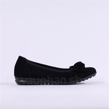 Gabor Sage Bow Slip On Wedge - Black Suede