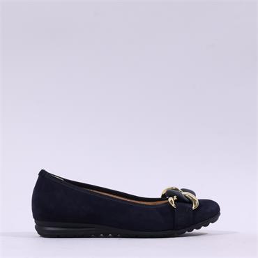 Gabor Sabia Link Detail Ballerina Pomp - Navy Gold