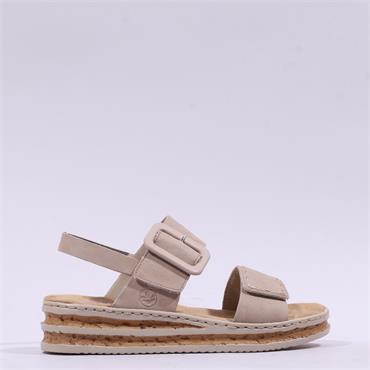 Rieker Twin Velcro Strap Platform Sandal - Beige