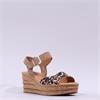 Gabor Twist Layered Wedge Sandal - Beige Leopard Combi