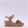 Gabor Twist Layered Wedge Sandal - Beige Leopard Combi