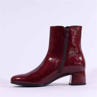 Gabor Abbey Low Block Heel Ankle Boot - Burgundy Patent