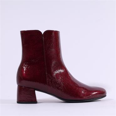 Gabor Abbey Low Block Heel Ankle Boot - Burgundy Patent