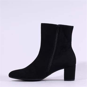 Gabor Dial Block Heel Ankle Boot - Black Suede