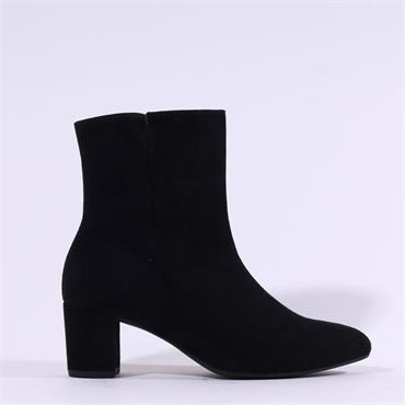 Gabor Dial Block Heel Ankle Boot - Black Suede