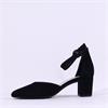 Gabor Gala Ankle Strap Block Heel Court - Black Suede