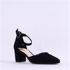Gabor Gala Ankle Strap Block Heel Court - Black Suede