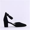 Gabor Gala Ankle Strap Block Heel Court - Black Suede