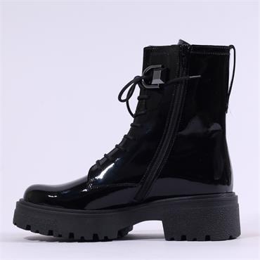 Gabor Merry Chunky Laced D Ring Boot - Black Patent