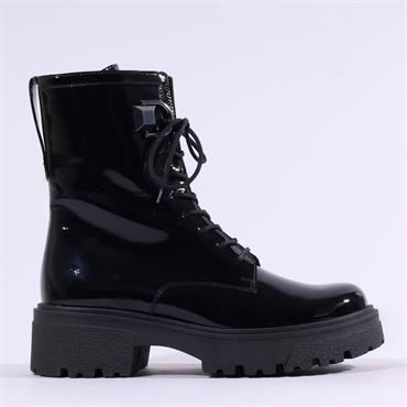 Gabor Merry Chunky Laced D Ring Boot - Black Patent