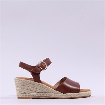 Gabor Monica Espadrille Wedge Sandal - Brown Leather