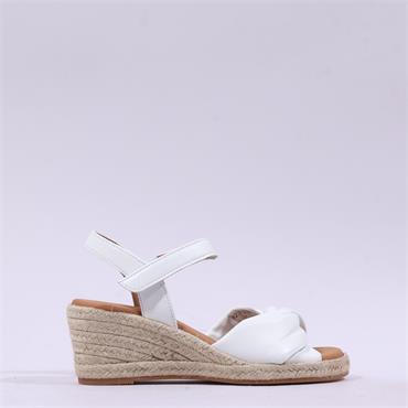 Gabor Moon Cross Espadrille Wedge Sandal - White Leather