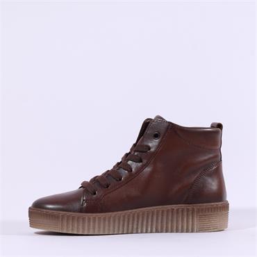 Gabor Lake Side Zip Laced Hi Top Bootie - Cognac Leather