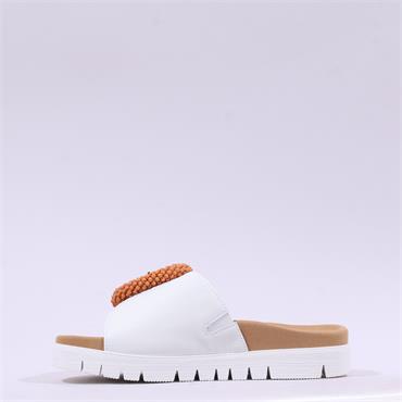 Gabor Everly Beaded Ring Velcro Mule - White Leather