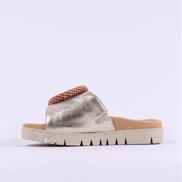Gabor Everly Beaded Ring Velcro Mule - Gold Metallic