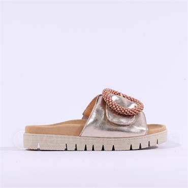 Gabor Everly Beaded Ring Velcro Mule - Gold Metallic