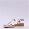 Gabor Rich Cross Low Wedge Cork Sandal - Metallic Leather
