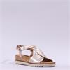 Gabor Rich Cross Low Wedge Cork Sandal - Metallic Leather