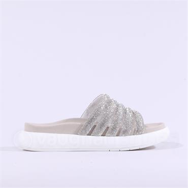 Gabor Abott Glitter Strap Mule - White Silver